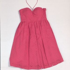 Magenta Pink Summer Halter Dress Embroidered Eyelet Flower Patten Size 2